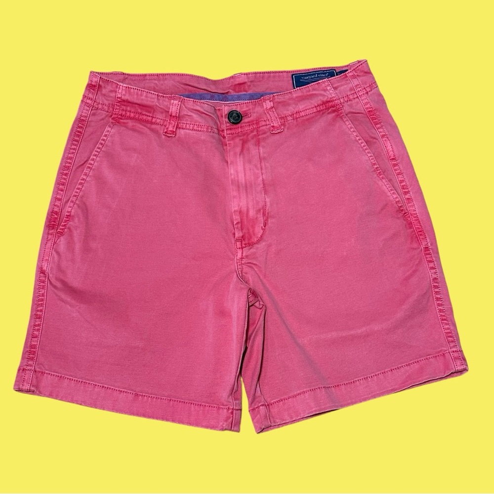 Vineyard Vines Island Shorts Mens Sz 28 Pink Chino Stretch Flat Front Athleisure